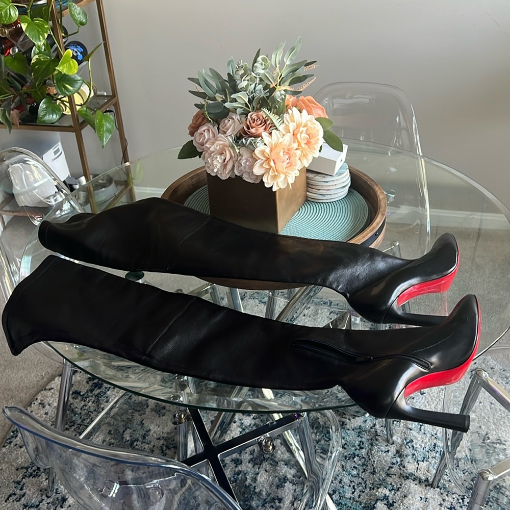 louboutin leather thigh high boots